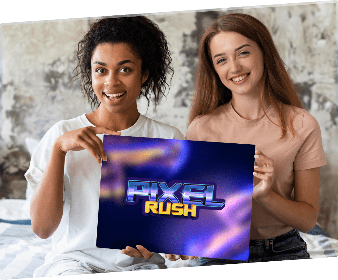 2 people holding pixel-promo-card image
